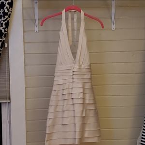 Cream Halter Mini cocktail dress